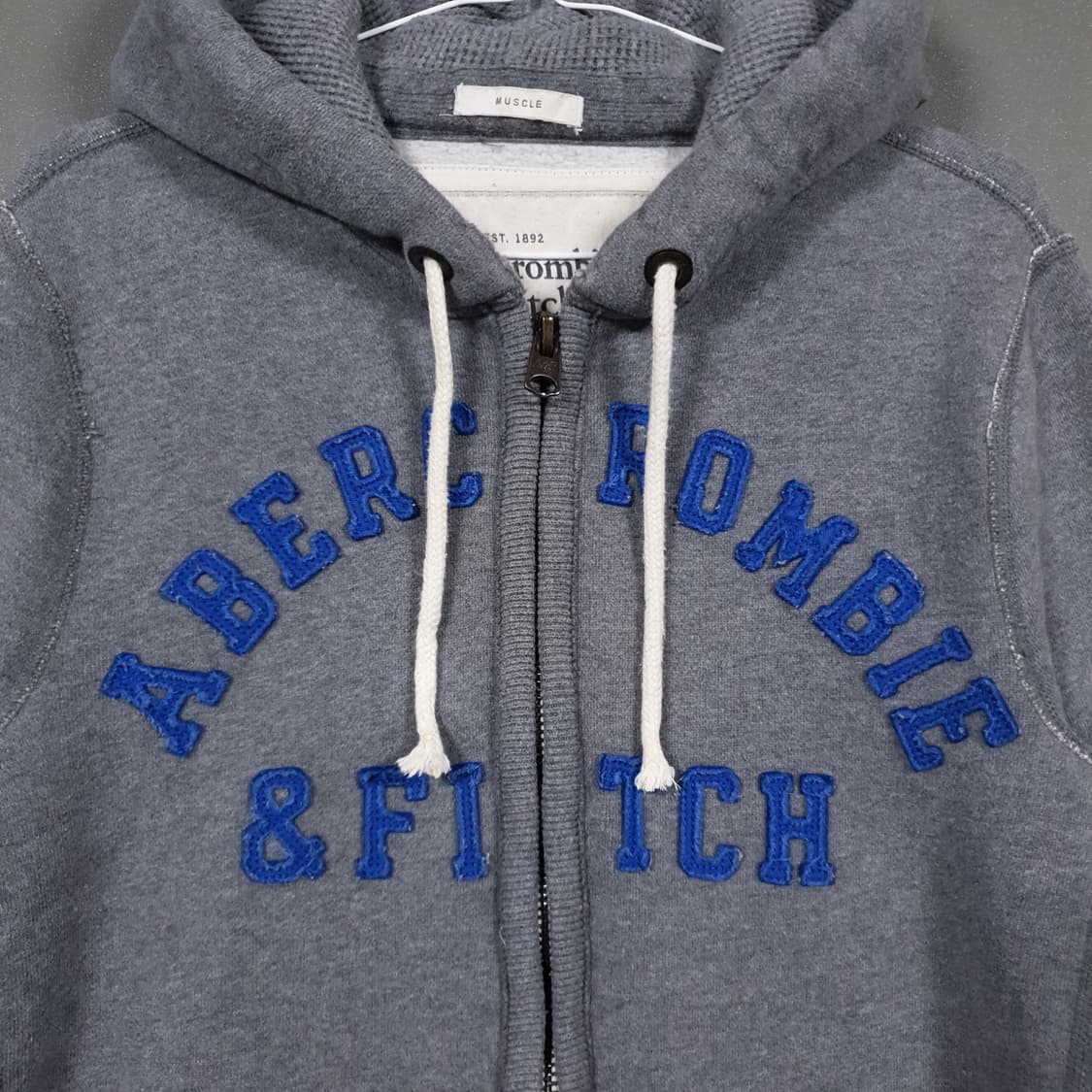 M) 아베크롬비 대장급 희귀 센터 로고 후드집업 회파 블루 그레이 챠콜 상품이미지2