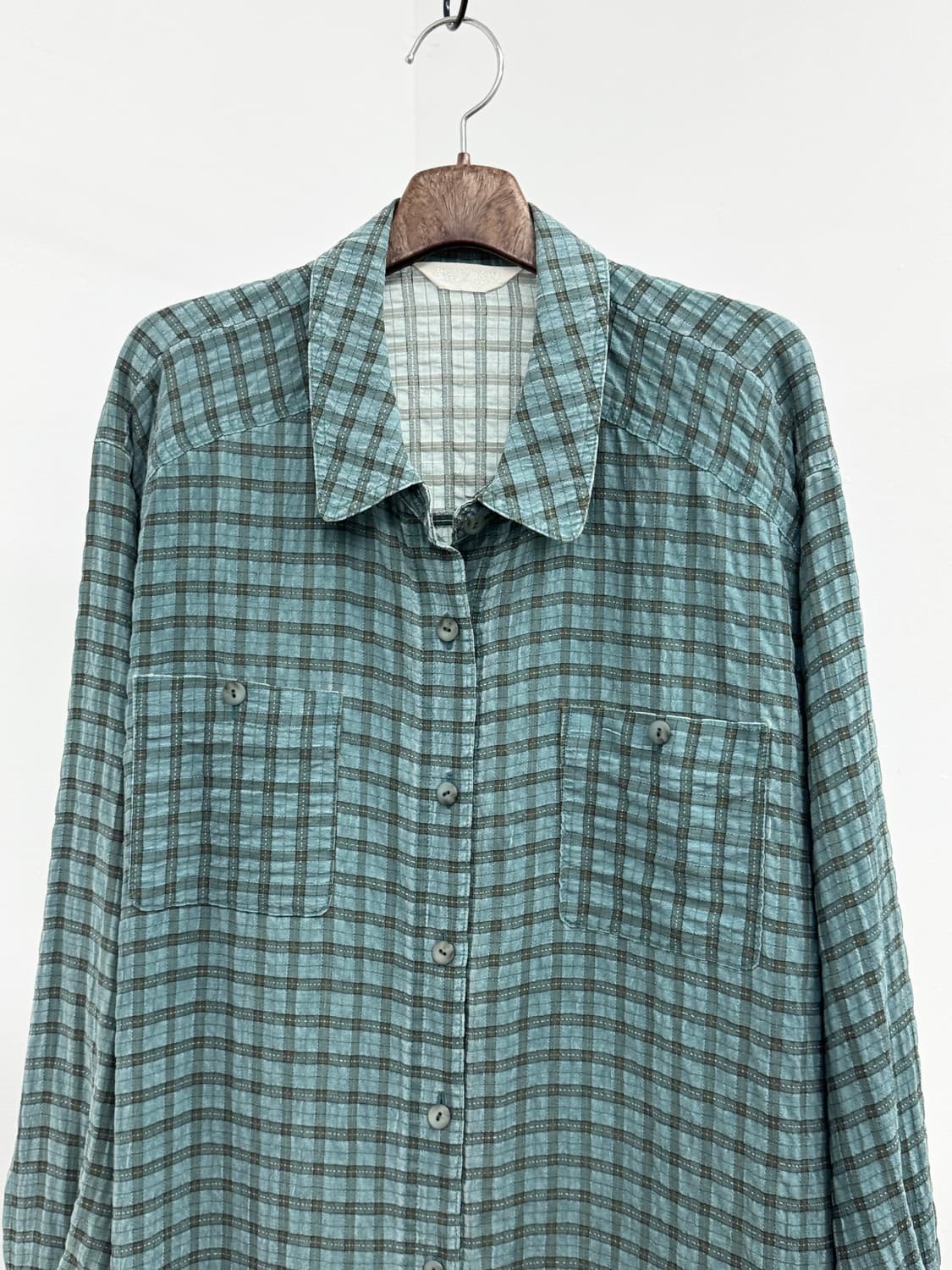 세이지그린 포켓 체크 셔츠 상품이미지5