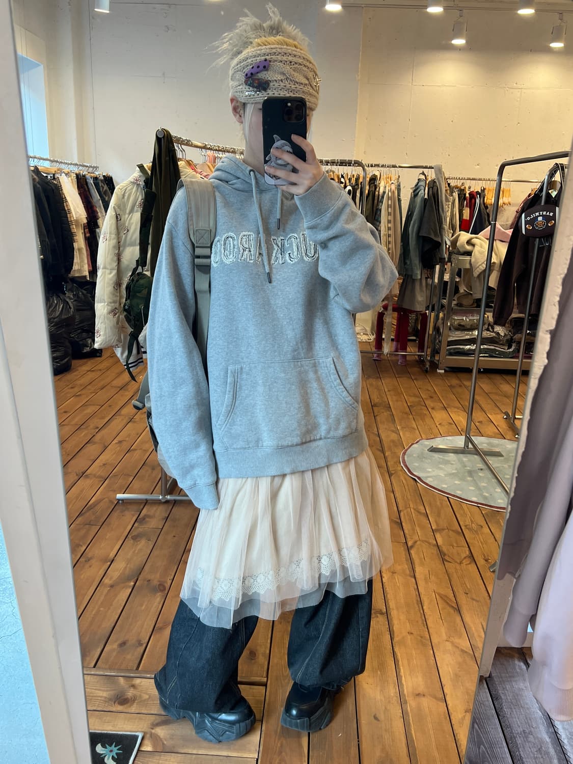 버카루 그레이 후드티 상품이미지2