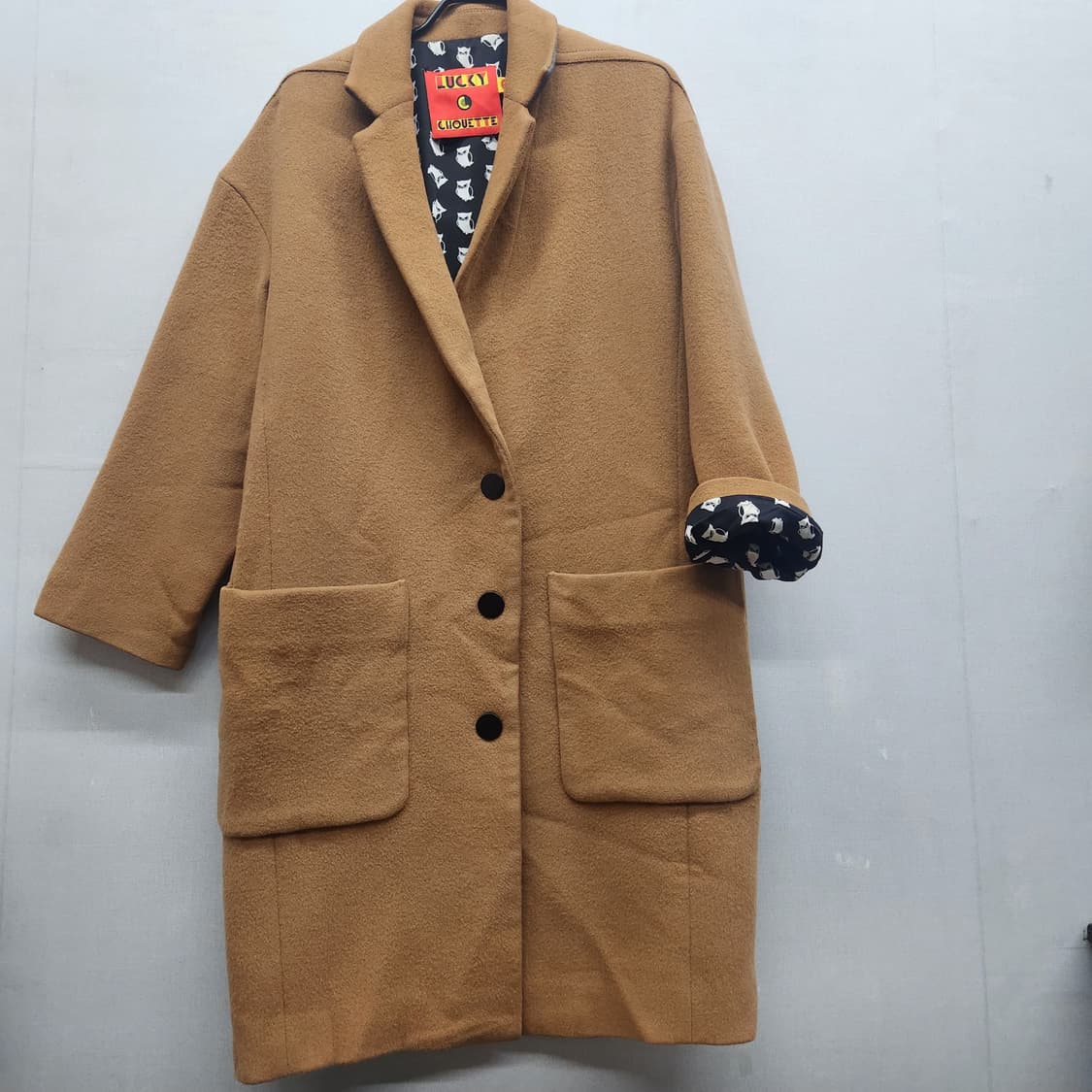 럭키슈에뜨 브라운 모100% 롱 코트 36(L) 상품이미지2