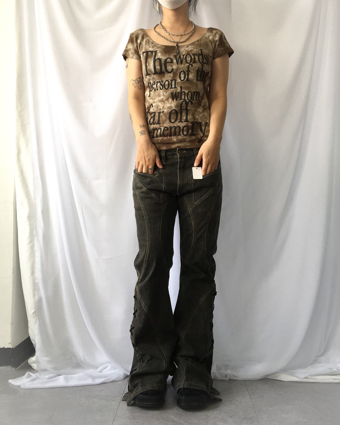Lettering printing dyed t shirt 상품이미지5