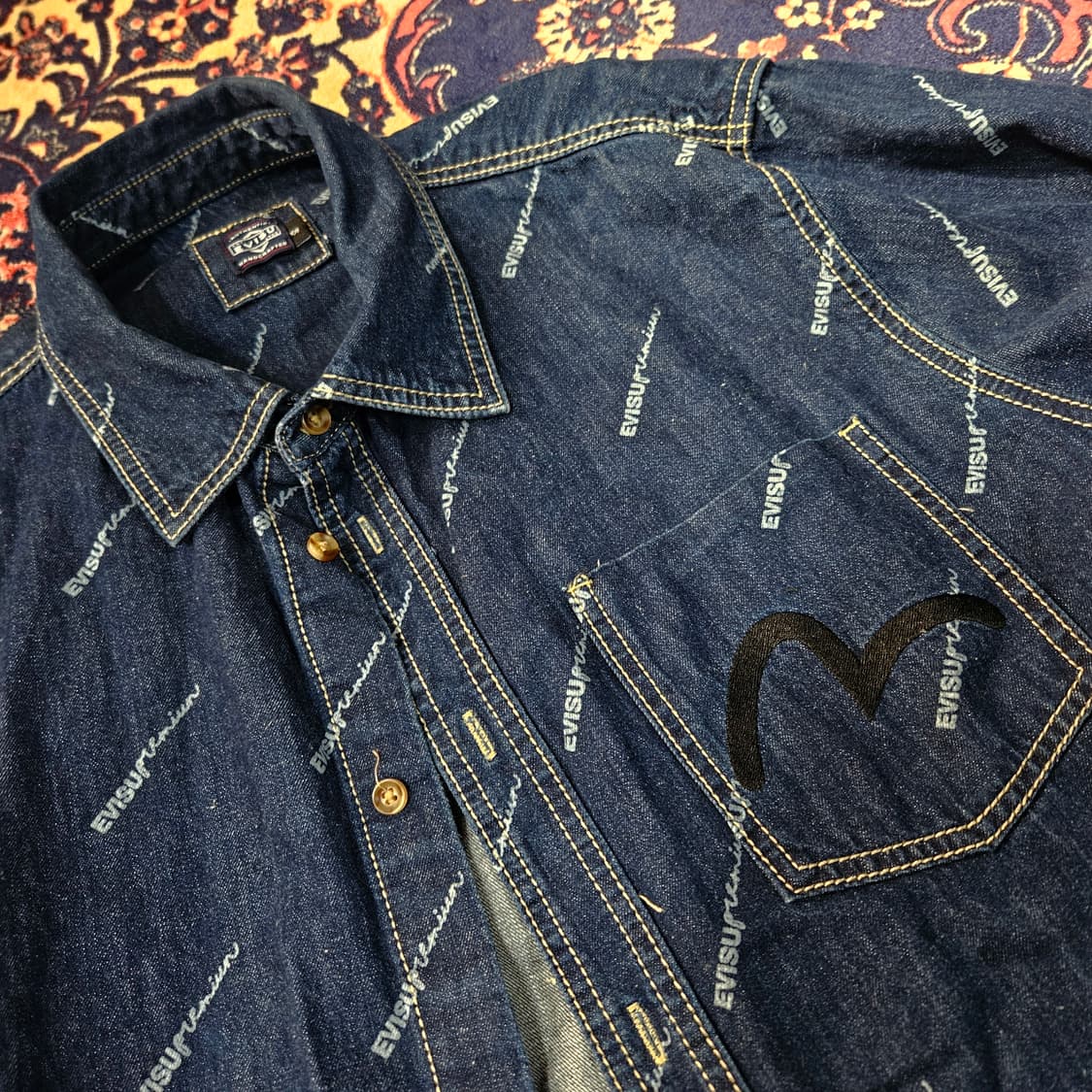 에비수(EVISU) 모노그램 데님셔츠 105size 상품이미지3