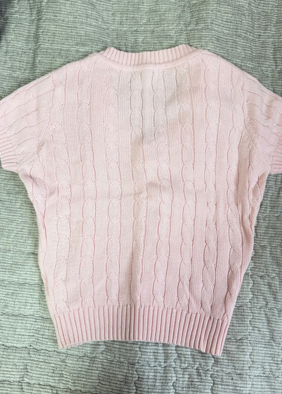 페일제이드 브이넥 케이블 반팔니트 (베이비 핑크) 상품이미지3