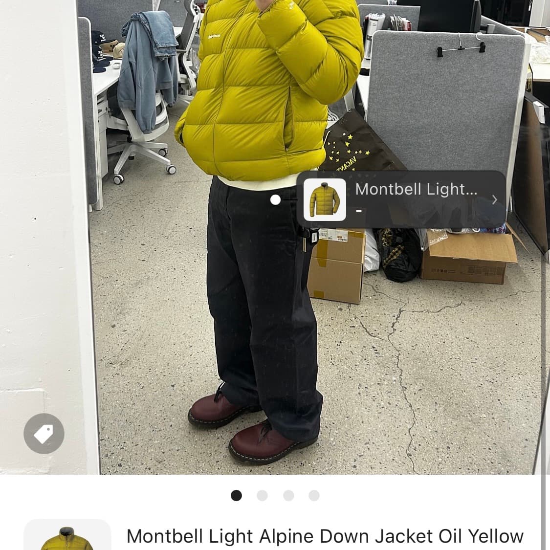 몽벨 라이트 알파인 다운 자켓 패딩 오일 옐로우 XL 상품이미지6