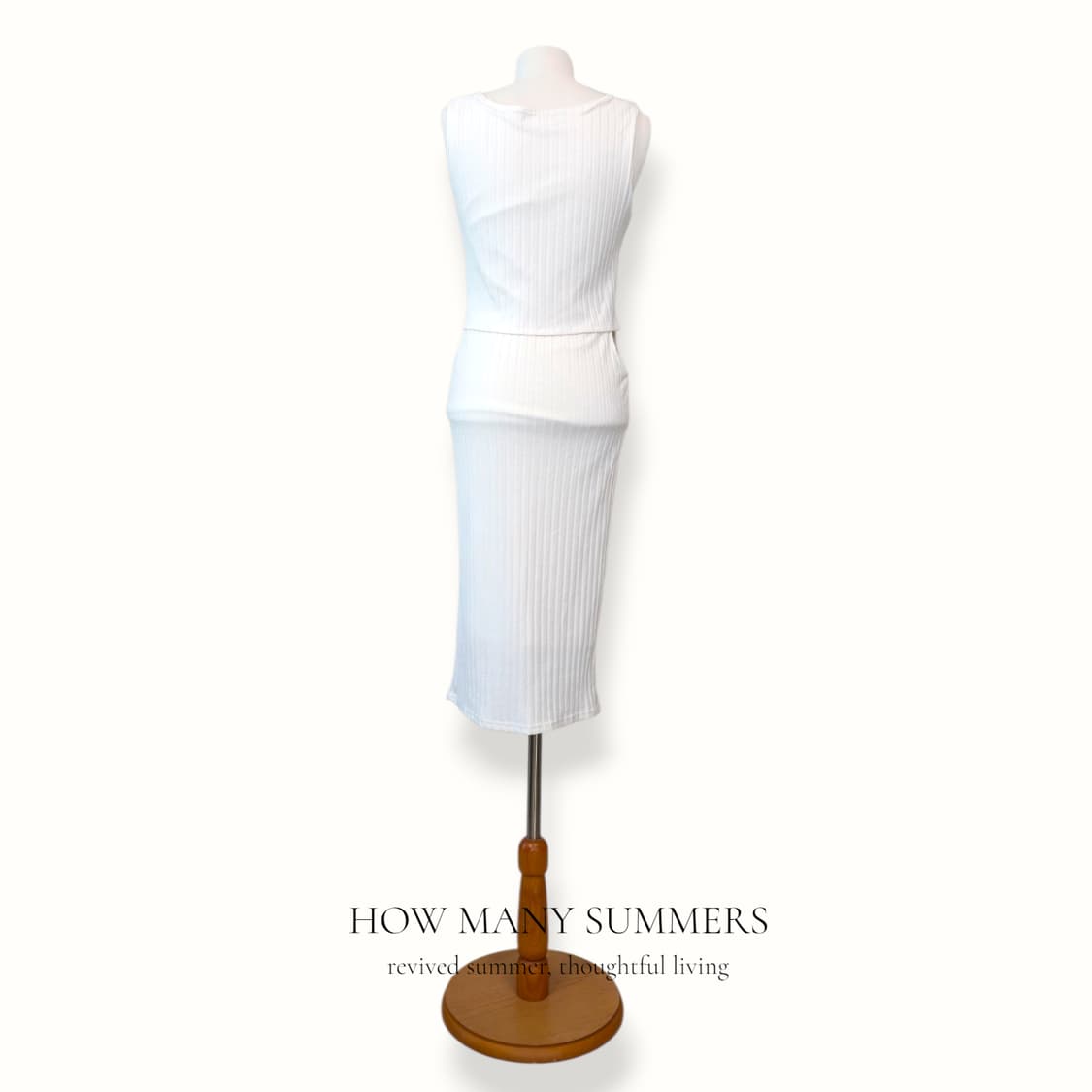 리엔다 리브 니트 롱 원피스 S 화이트 나시 H라인 골지 상품이미지3