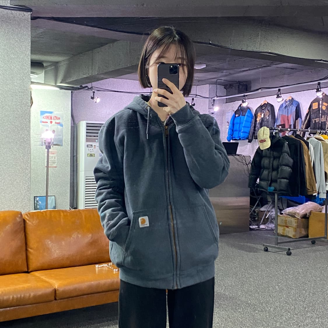 칼하트 로고 헤비웨이트 차콜 후드집업 B3604 상품이미지1