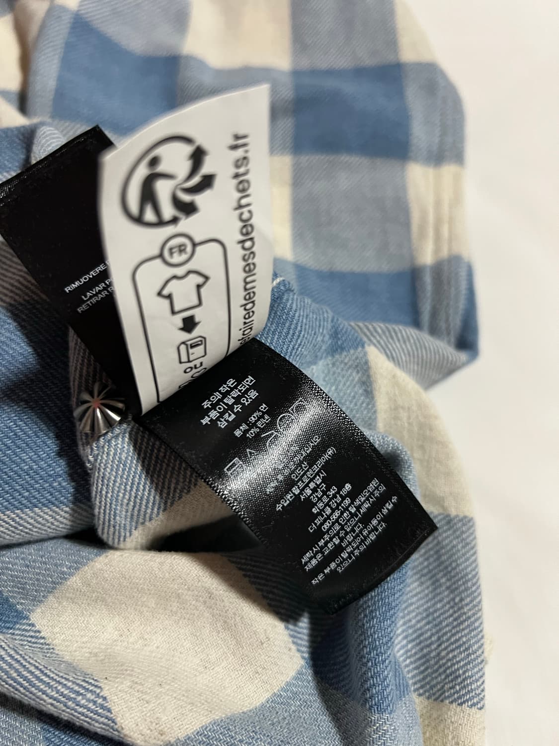 더블알엘 슬림핏 플래드 트윌 웨스턴 셔츠 인디고 크림 L 상품이미지4