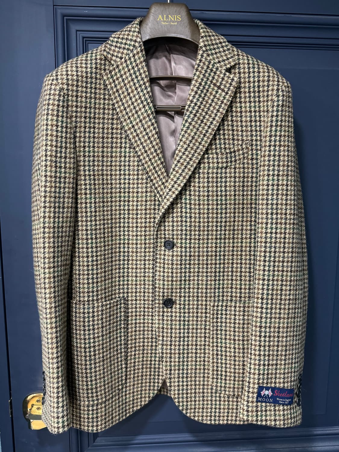 반츠 BTS 건 클럽 체크 트위드 울 투버튼 싱글 자켓 - 브라운 상품이미지1