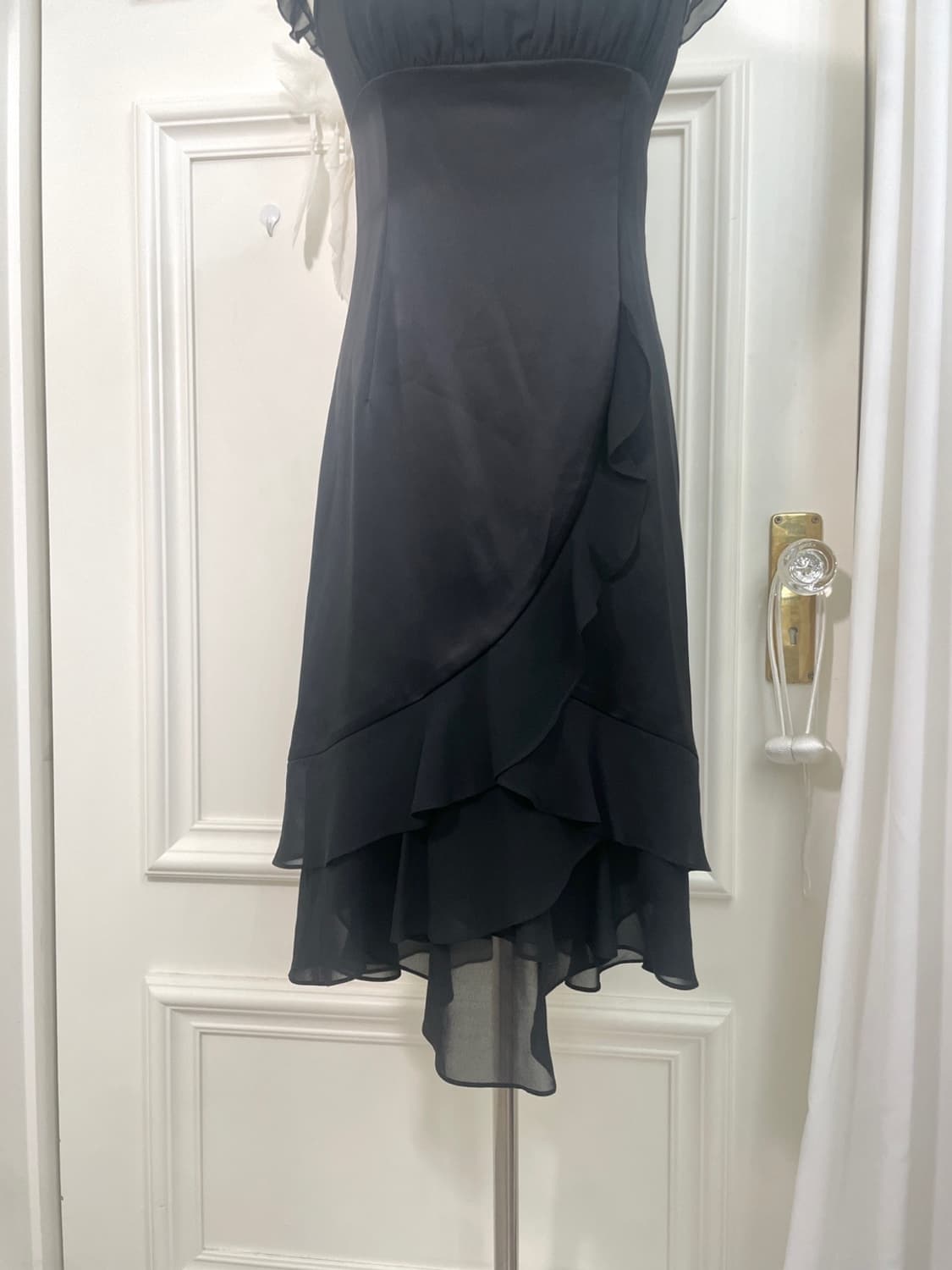 black satin ruffle shirring fairy opc 상품이미지8