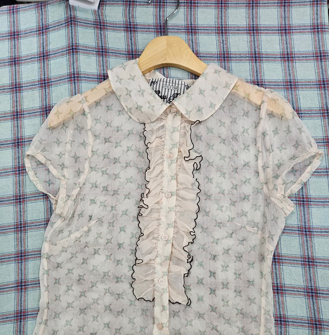 게스(Guess) 실크 100% 프릴 블라우스 S 상품이미지2