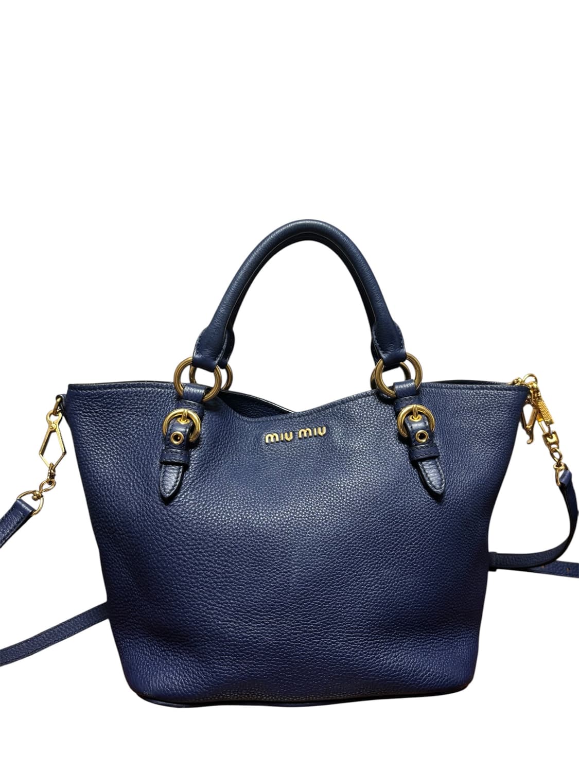 [정품] 미우미우 네이비 레더 토트백 겸 크로스백 상품이미지1