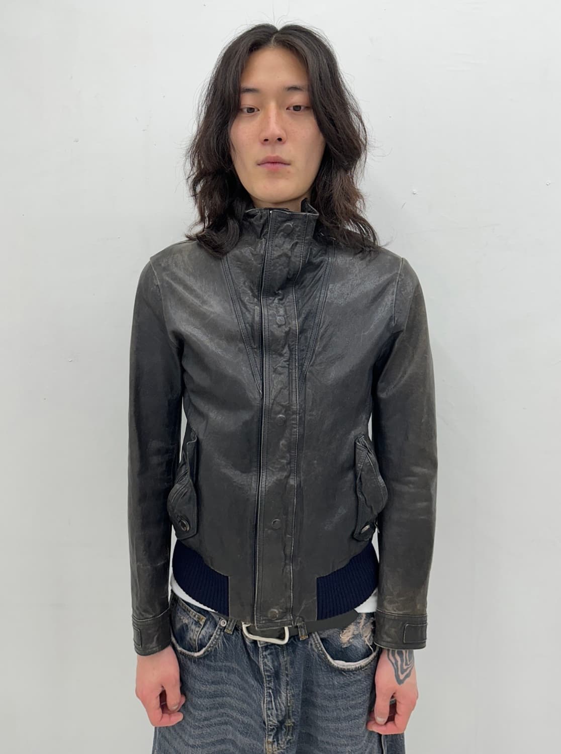  WOOYOUNGMI NECK ZIP LEATHER JACKET 상품이미지1