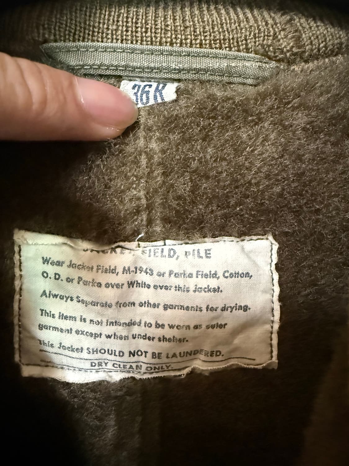 (36R) 40's WW2 M-43 필드자켓 라이너 상품이미지5