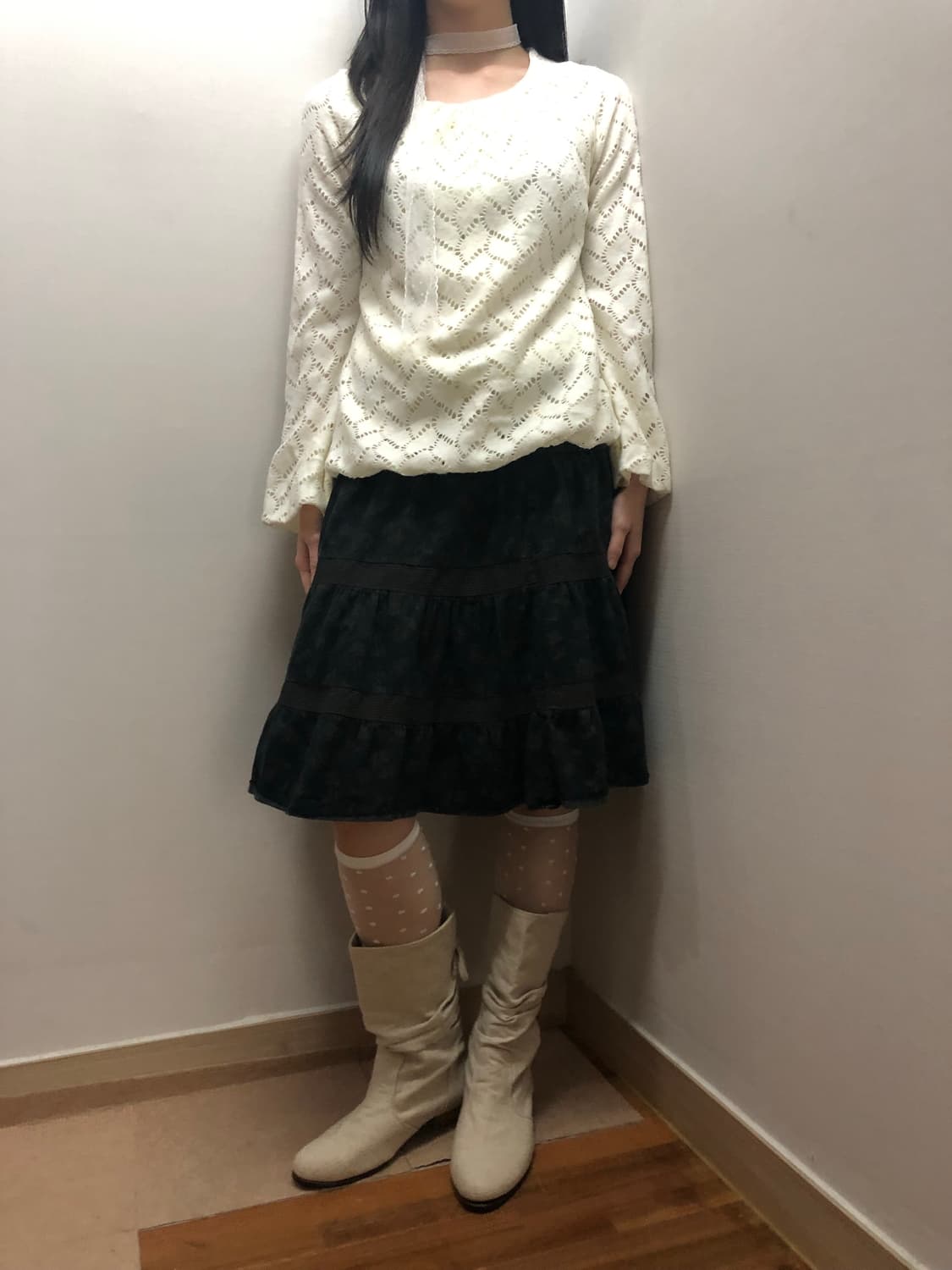 빈티지 화이트 벌룬 핏 니트 상품이미지4