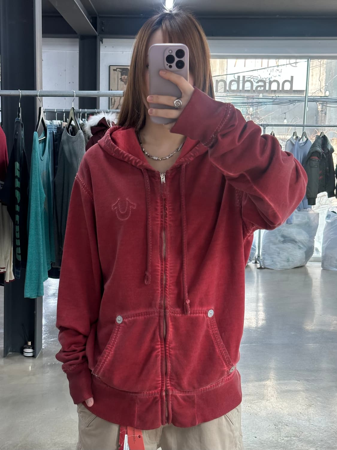 트루릴리전 더티워시드 그런지 후드집업 상품이미지4