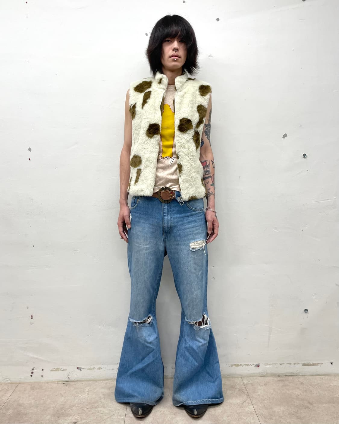 Brown Milk Cow fur vest 상품이미지5