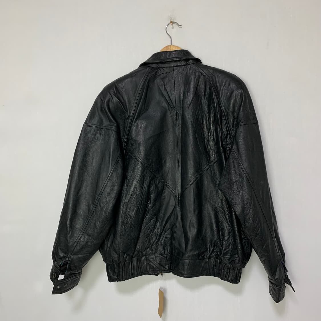 빈티지 블랙 양가죽 리얼레더 봄버 자켓 52사이즈 남녀공용 빈티지 상품이미지10