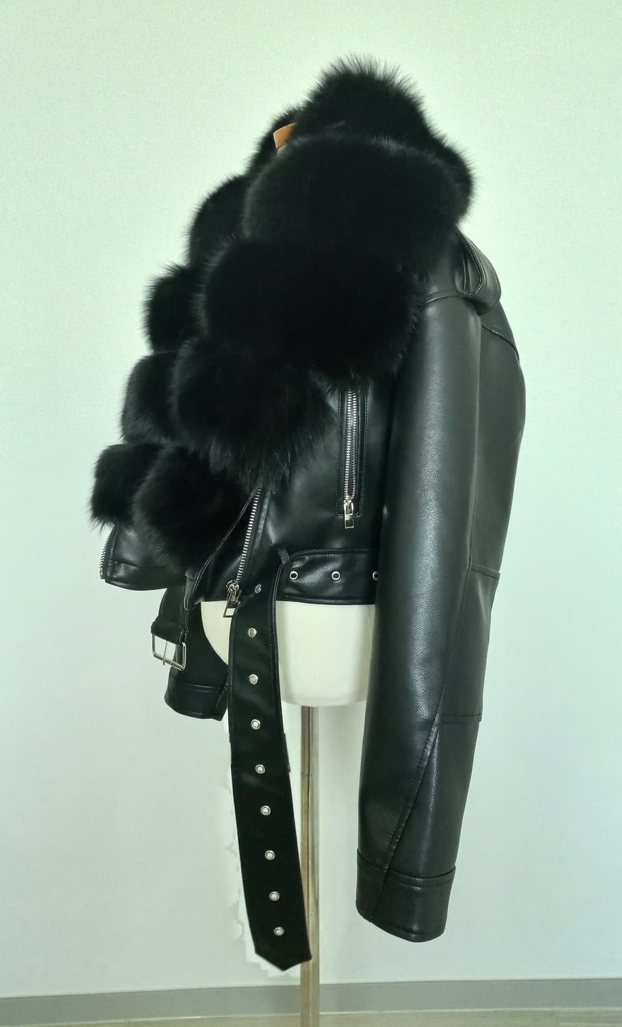 리얼 폭스퍼카라 가죽 라이더 자켓 (새상품) 상품이미지7