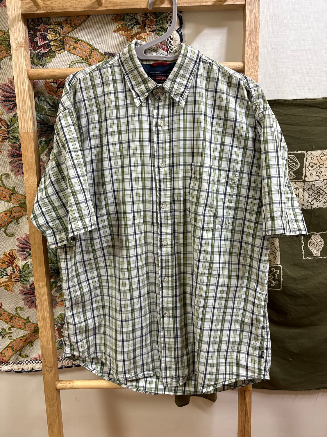 랭귤러 카키 체크 반팔 셔츠 상품이미지1