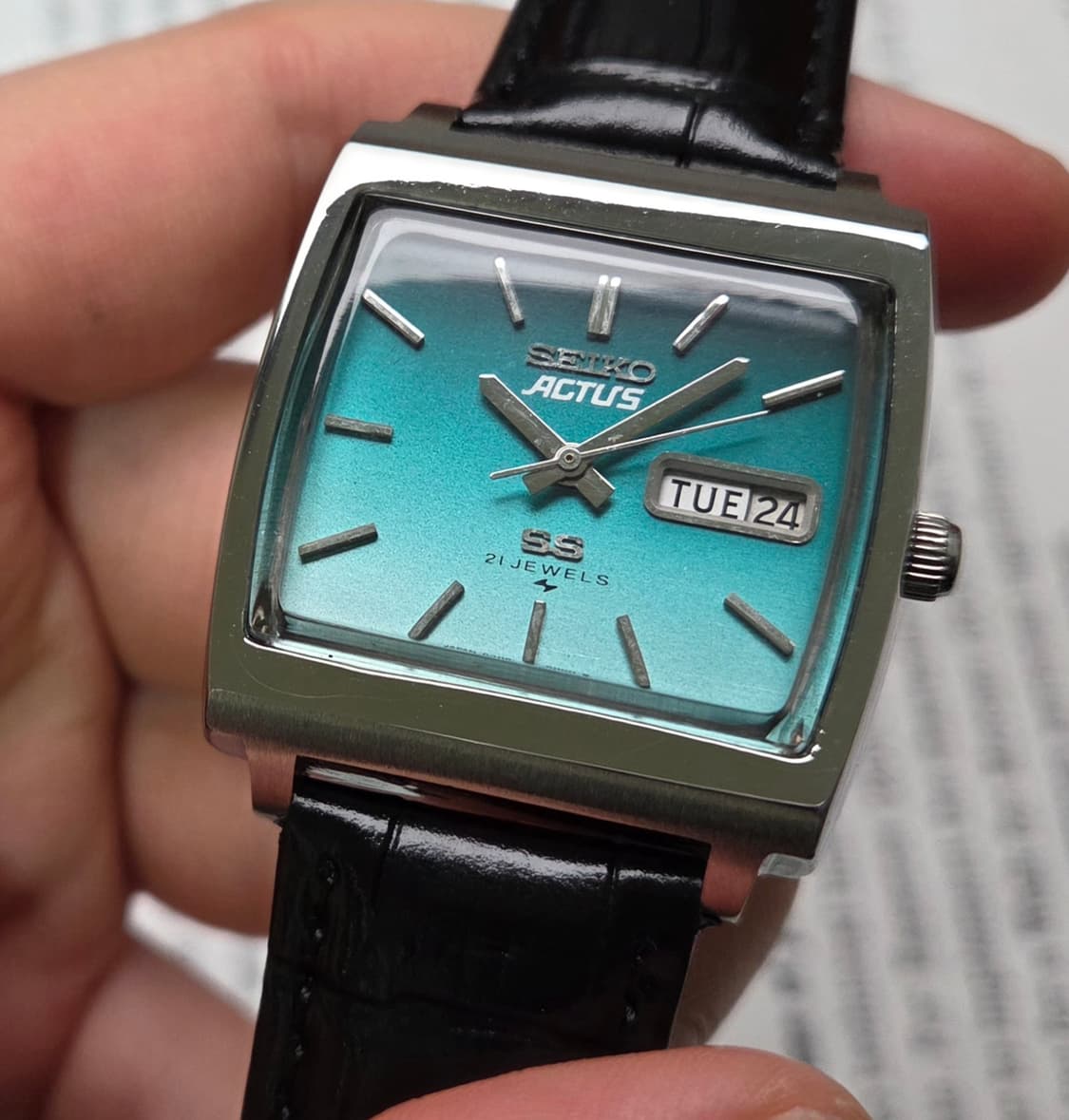 빈티지 세이코 액투스 SS 테레비 청록투톤 데이데이트 오토매틱
 상품이미지4