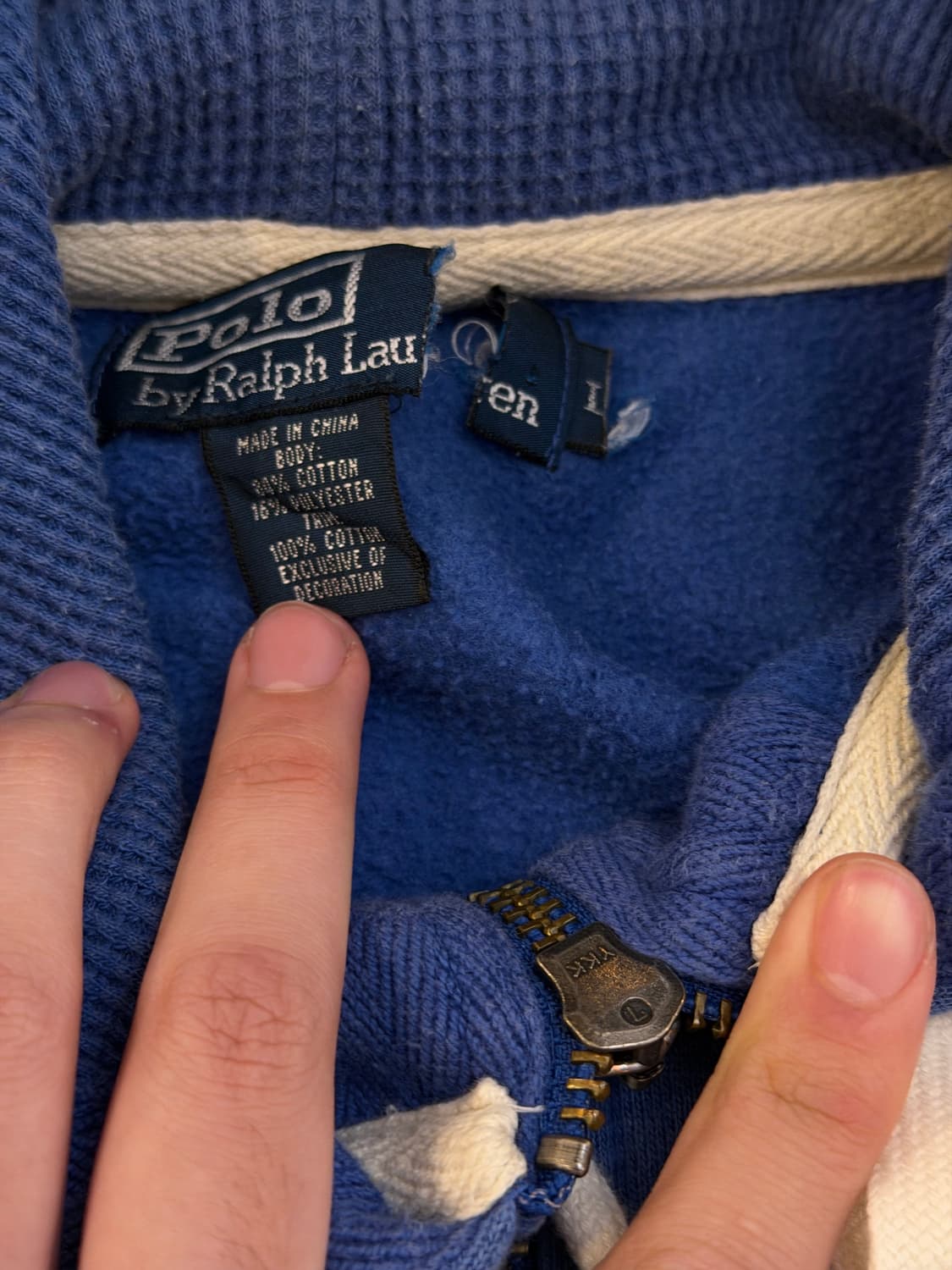 폴로 랄프로렌 와플 후드집업 블루 상품이미지3