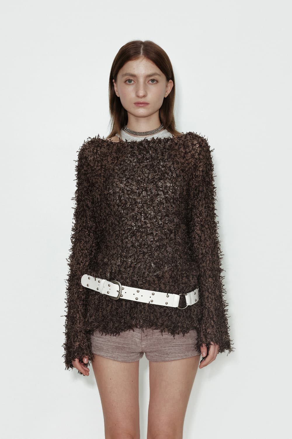 세릭 프린지 드롭 니트 브라운 상품이미지4