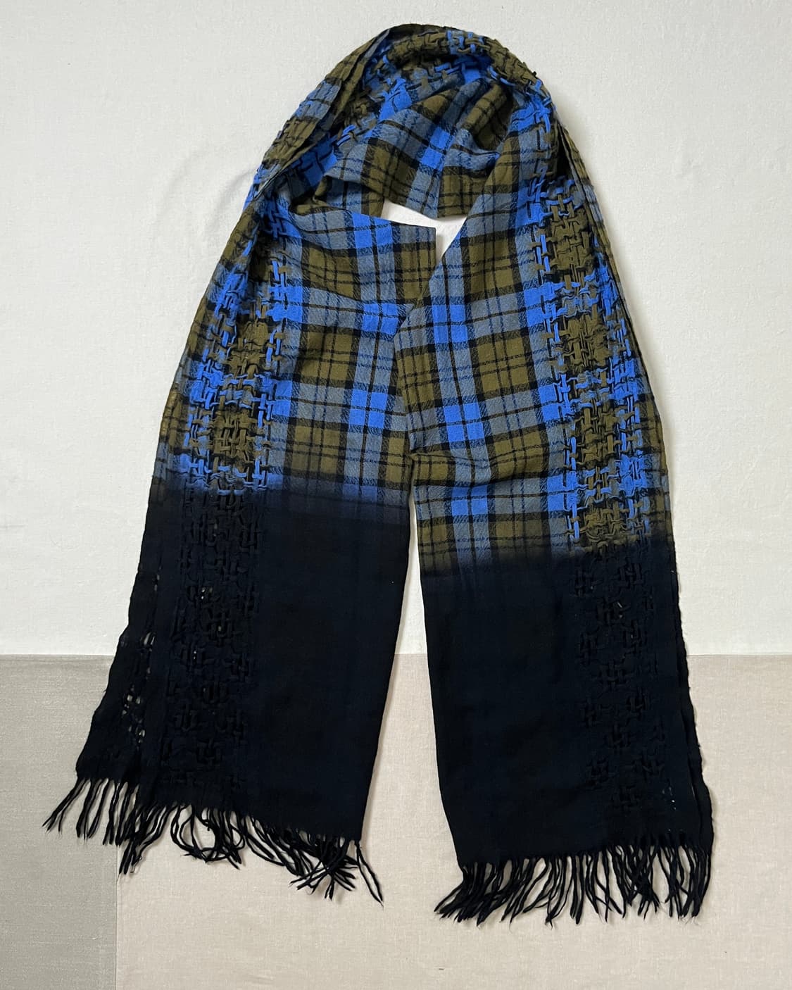 요지야마모토 뿌르옴므 체크 그라데이션 머플러 yohji yamamoto 상품이미지3