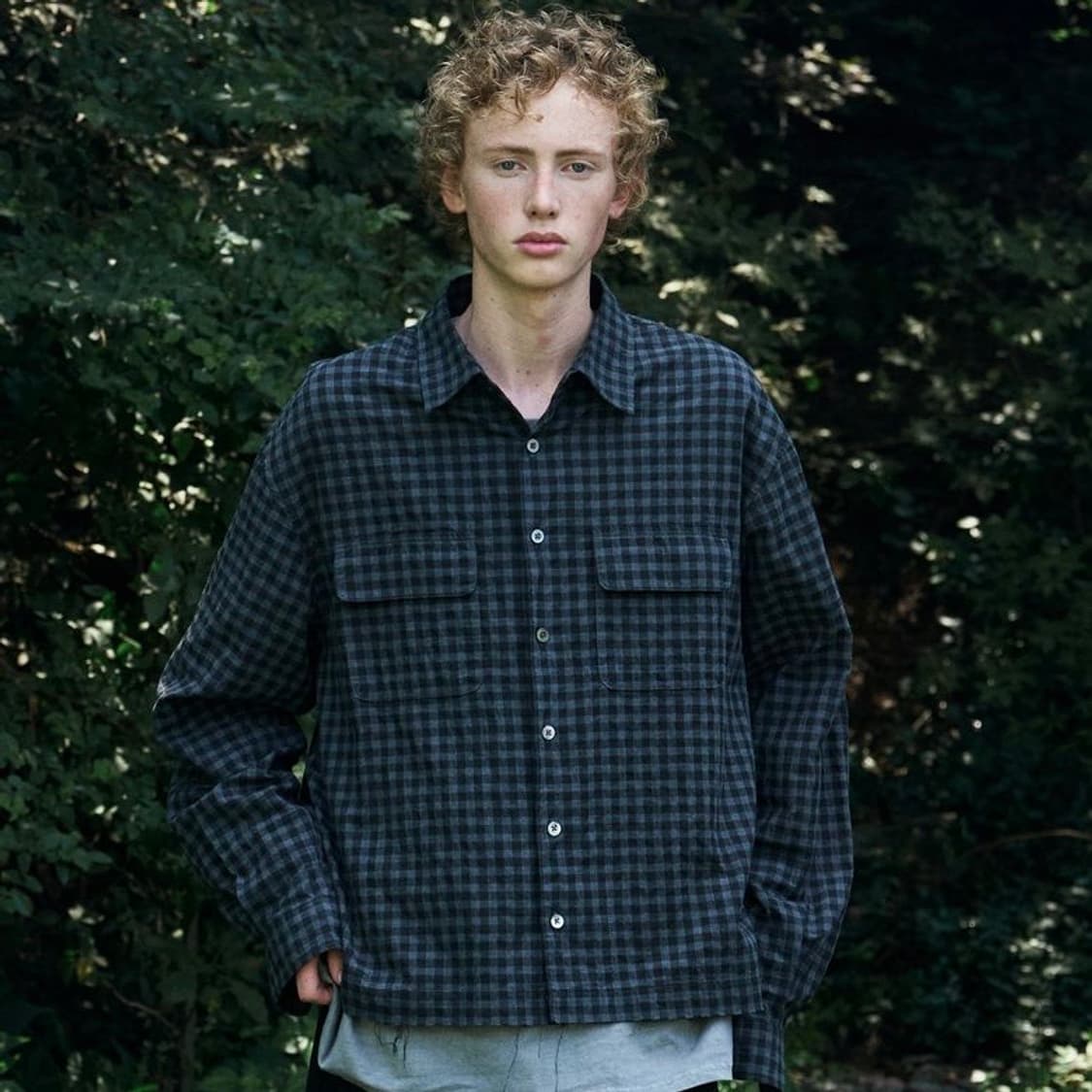 노운 크롭 체크 셔츠 자켓 상품이미지1