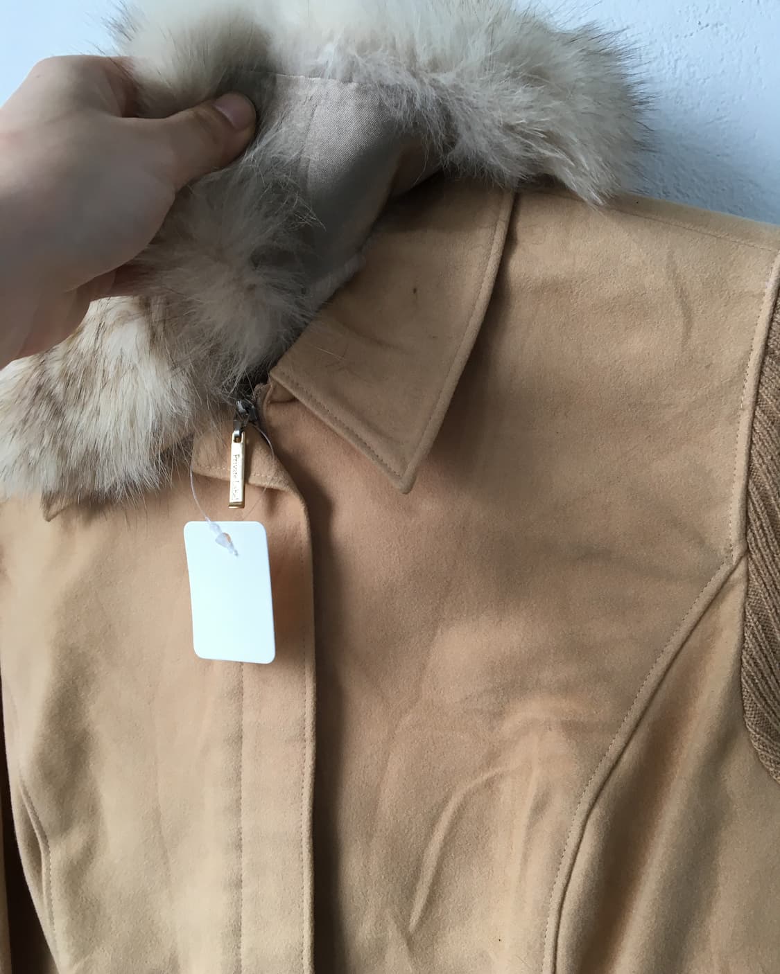 Fur collar point knitted zip up jacket 상품이미지5