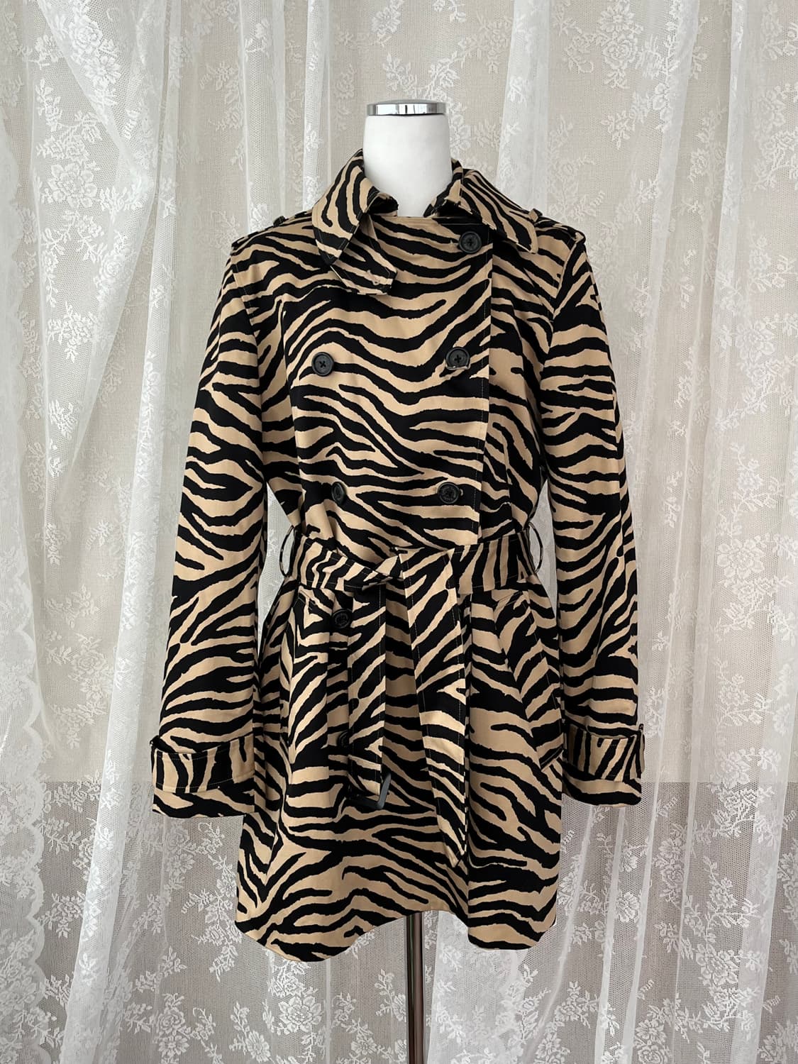 L) 로렌 랄프로렌 지브라 패턴 트렌치코트 베이지 상품이미지2