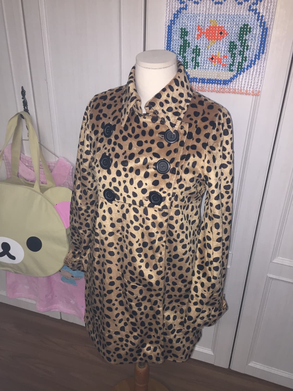 일본 빈티지 레오파드 호피 갸루 코트 자켓 상품이미지3