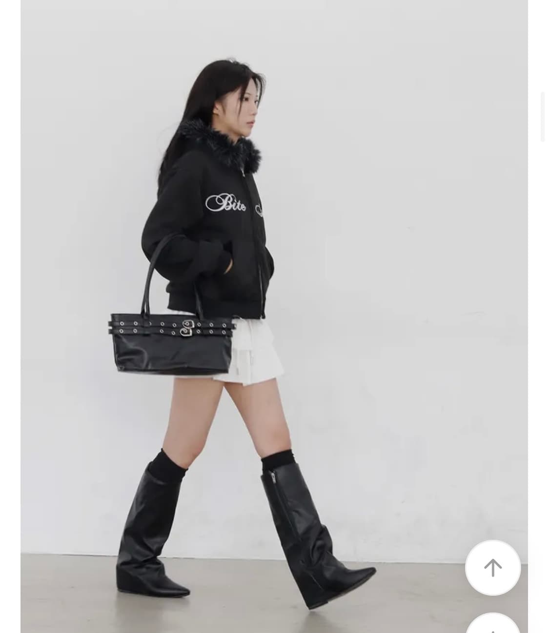 블랙 레더 폴딩 부츠 상품이미지4