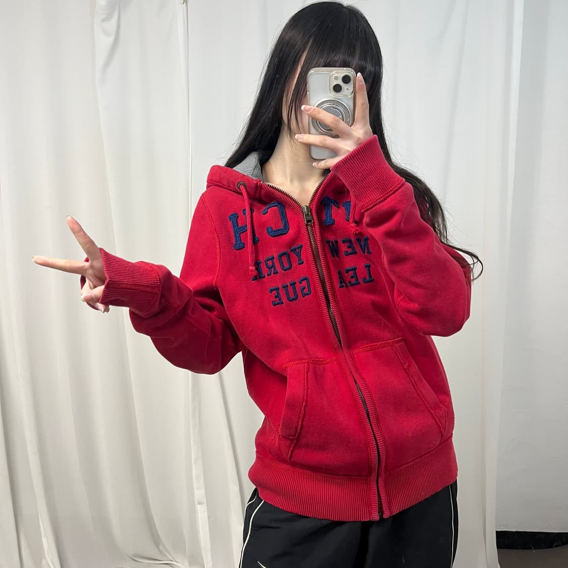 Abercrombie Red Hood Zip-up 상품이미지2