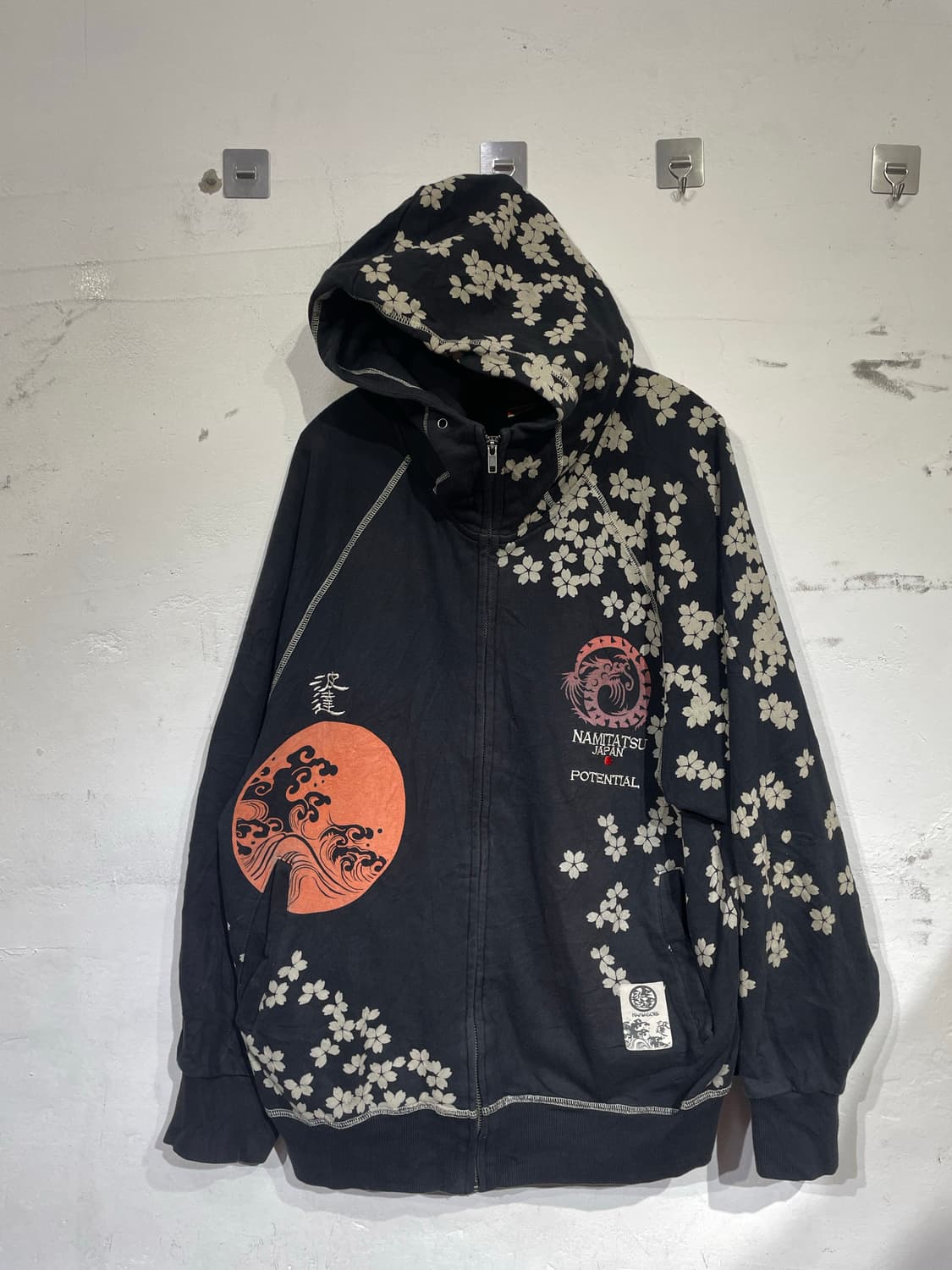 일본빈티지 NAMITATSU 재패니즈 오리엔탈 프린팅 후드집업 XL 상품이미지6