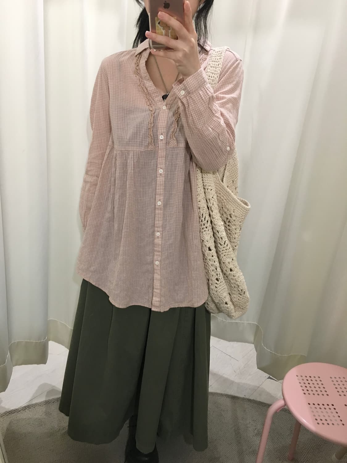 Check v neck lace blouse 상품이미지6