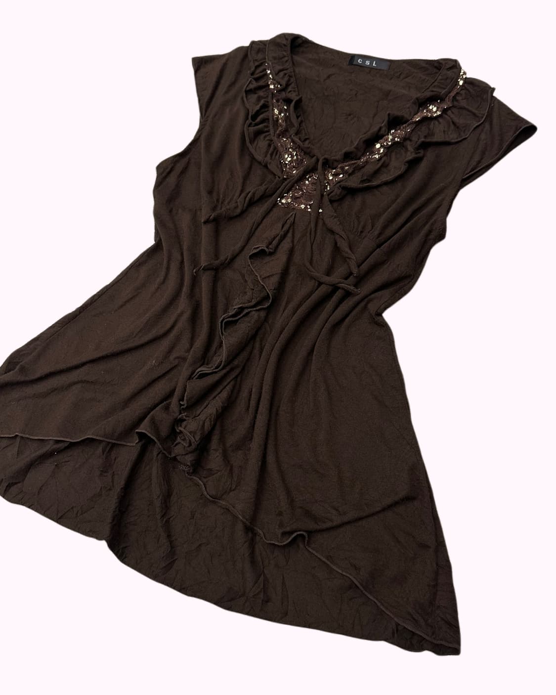 brown frill lace sleeveless 상품이미지3