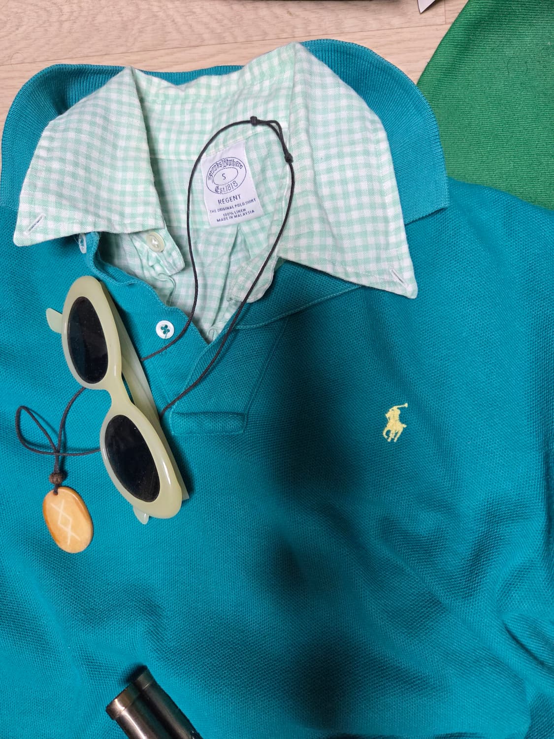 POLO RALPH LAUREN 그린 옐로우 카라티 반팔 티셔츠  상품이미지6