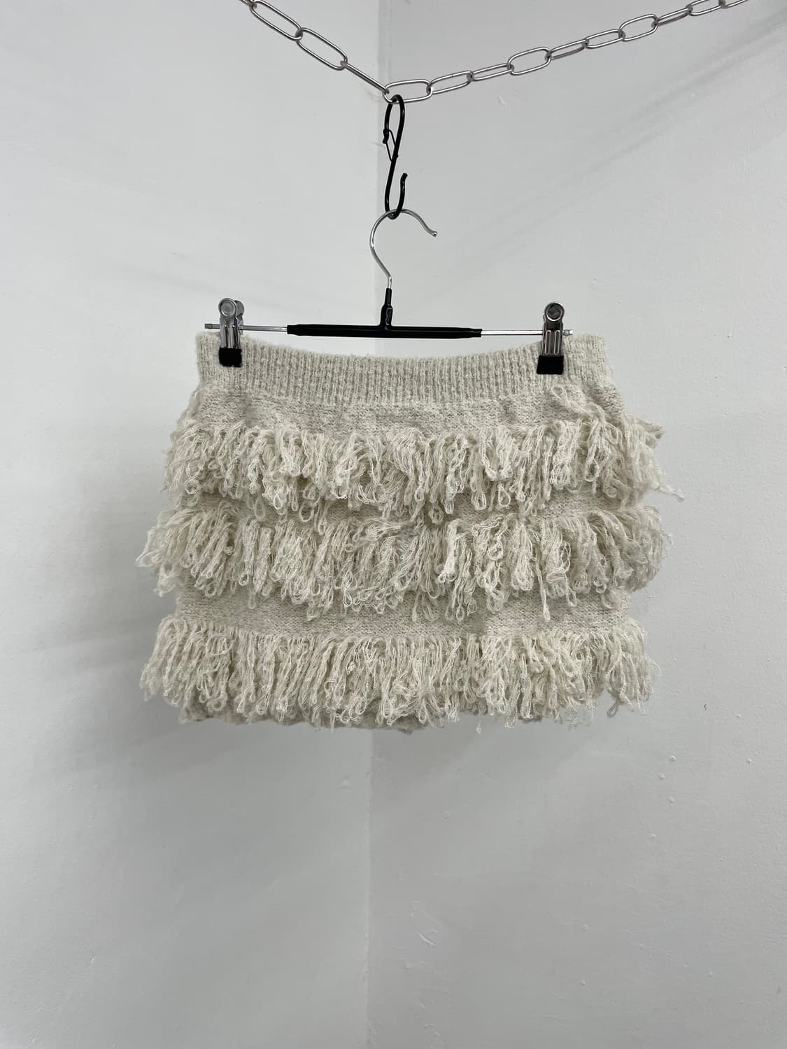 헤어리 퍼 프릴 니트 스커트 상품이미지4