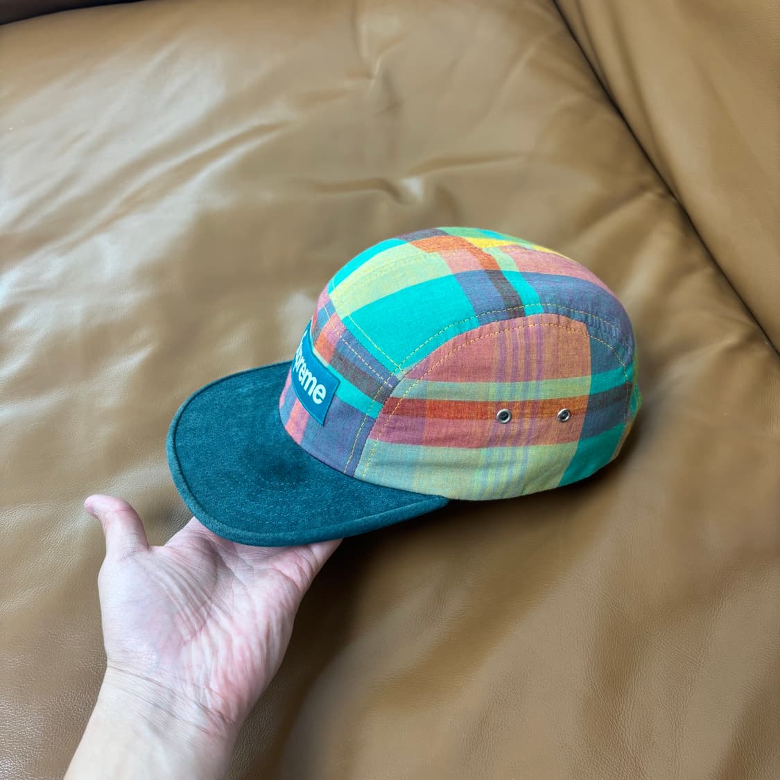 Supreme 슈프림 캠프캡 모자 (Teal Blue Check) 상품이미지4