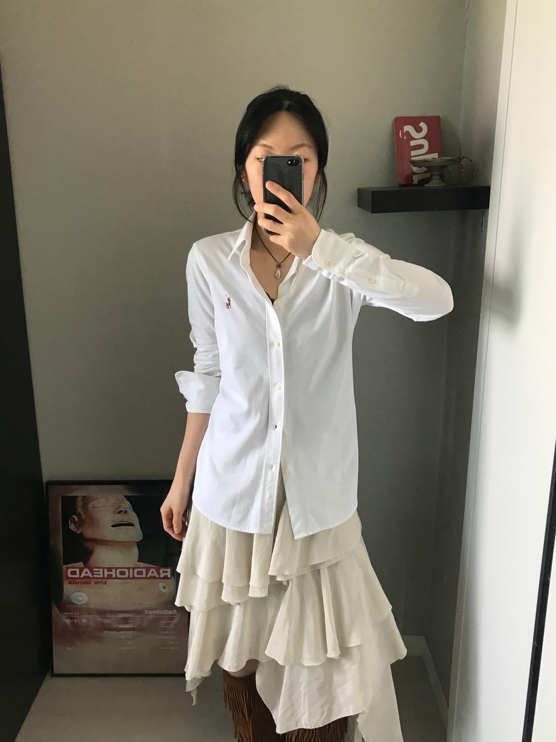 폴로 랄프로렌 니트 옥스포드 포니로고 화이트 셔츠 상품이미지3