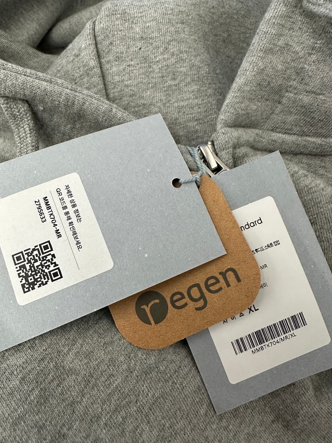 무탠다드 리사이클 후디드 집업(멜란지그레이) 상품이미지3