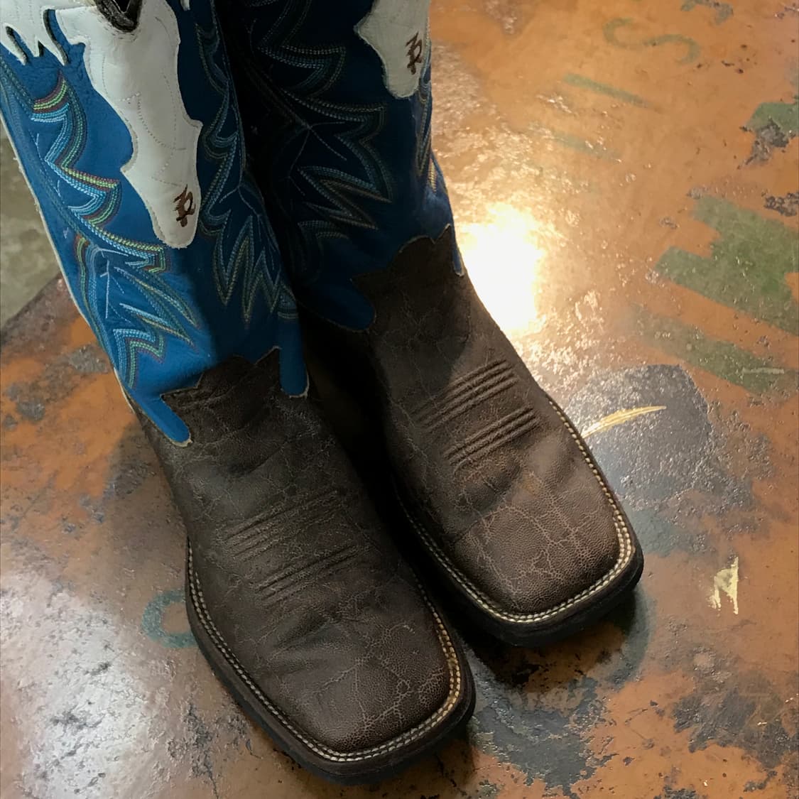토니라마 브라운 블루 배색 웨스턴 부츠 275 사이즈 상품이미지5