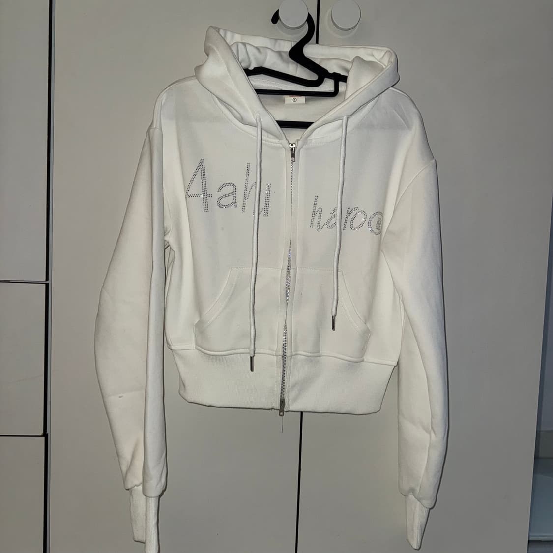 Y2k 크롭 후드집업 화이트 갸루 상품이미지1