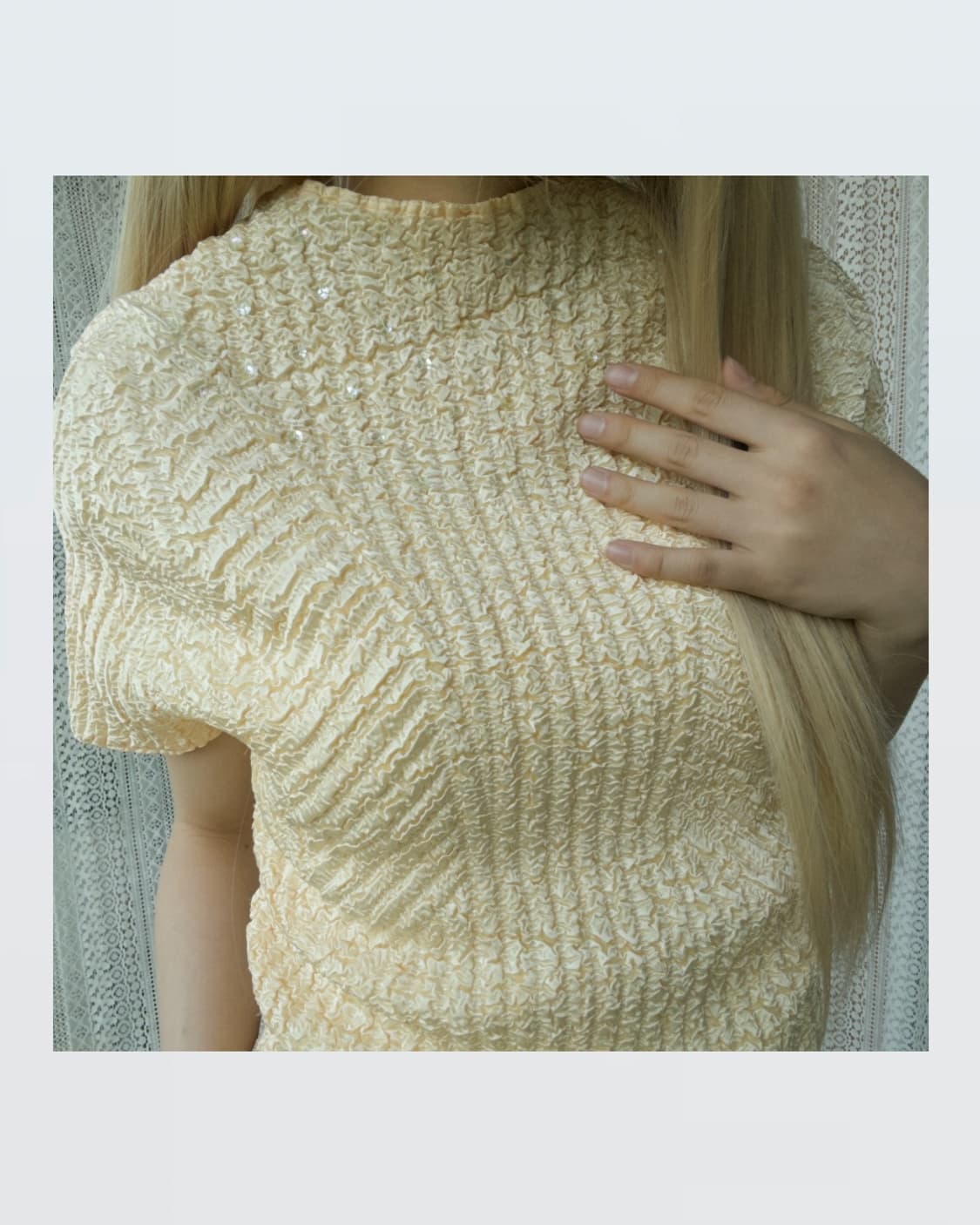 Cream Textured Top 레몬 크림 탑 상품이미지1