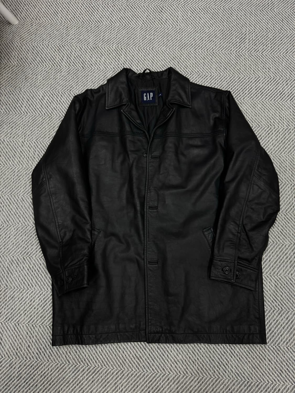 올드 갭 레더 빈티지 카 코트 블랙 L사이즈 상품이미지1