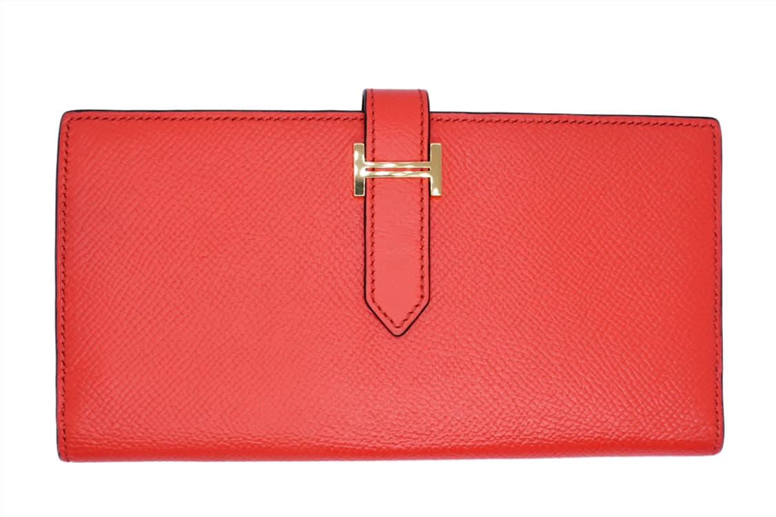 에르메스 베안 소플렛 레드오렌지 앱송 금장 남녀공용 엡송 장지갑 상품이미지3