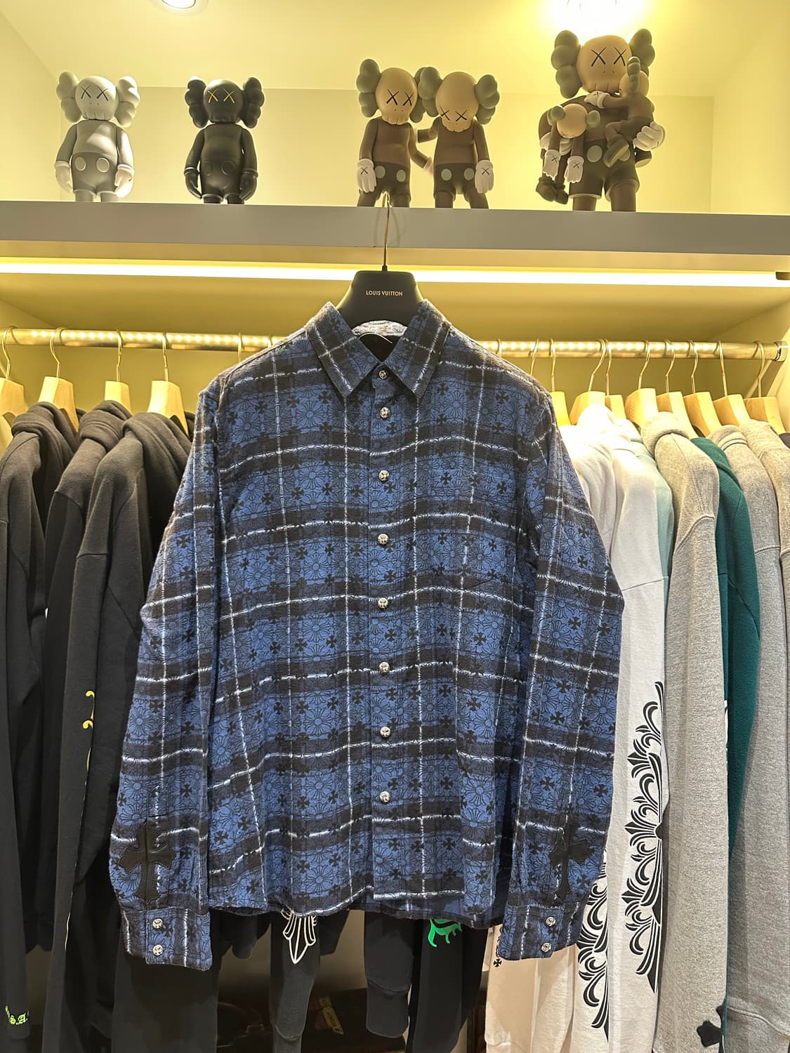 크롬하츠 루스앤리스 레더패치 체크셔츠 블루 XL 상품이미지2