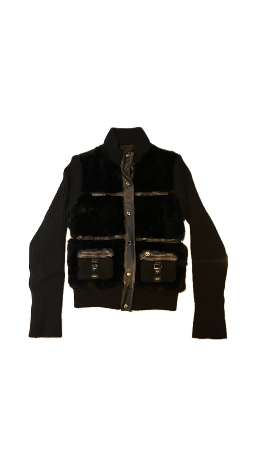 블랙 니트 퍼자켓 상품이미지1