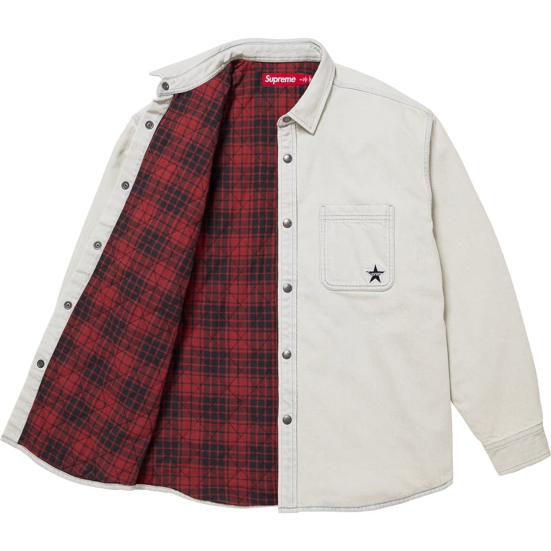 슈프림 퀼티드 라인드 데님 스냅 셔츠 라이트 워시드 인디고 25FW M  상품이미지2