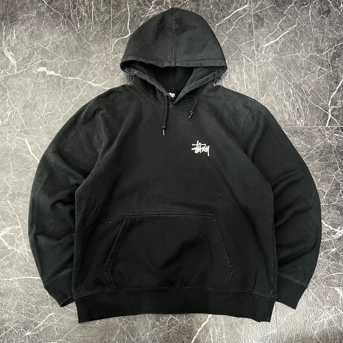 스투시 베이직 스탁로고 오버사이즈 후디 블랙 상품이미지2